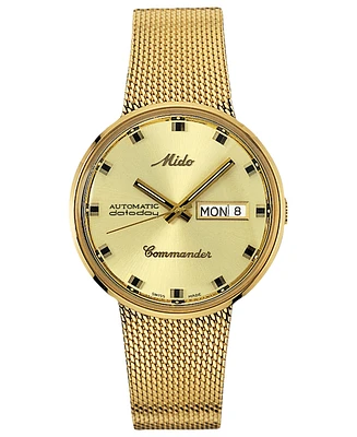Mido Men's Swiss Automatic Commander Gold-Tone Pvd Stainless Steel Bracelet Watch 37mm