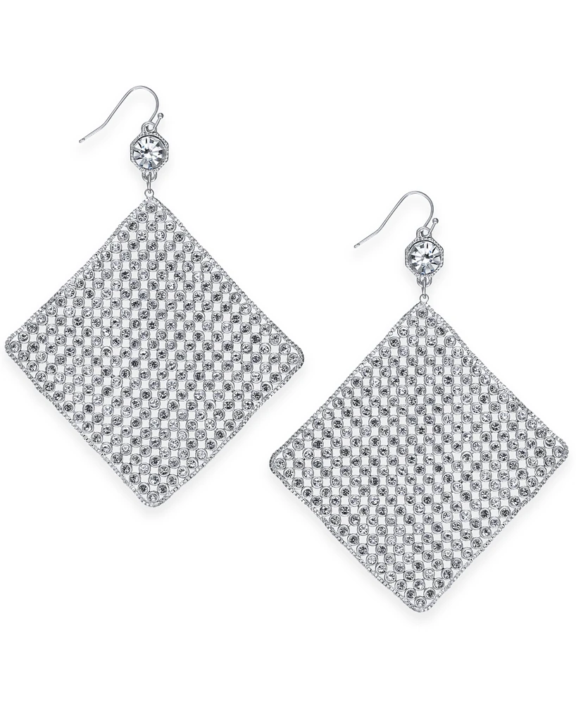 I.n.c. International Concepts Silver-Tone Crystal Diamond-Shape Sheet Statement Earrings, Created for Macy's