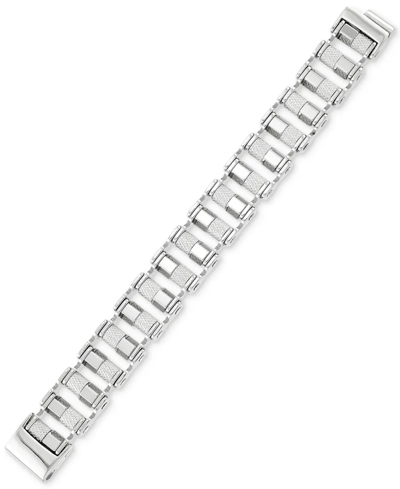 Legacy for Men by Simone I. Smith Barrel Link Bracelet in Stainless Steel