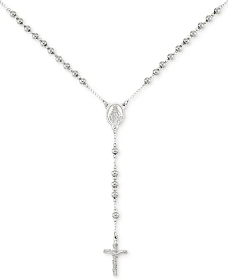 Legacy for Men by Simone I. Smith Beaded Cross 24" Rosary Necklace in Stainless Steel