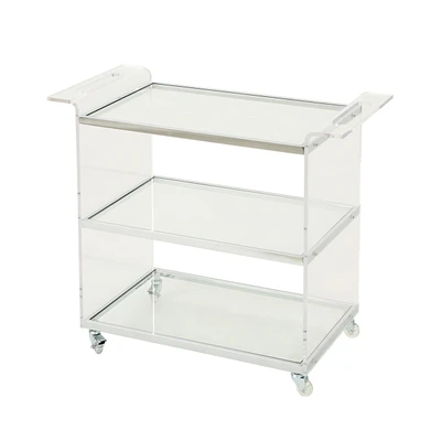 Yves Acrylic Bar Trolley with Glass Shelves