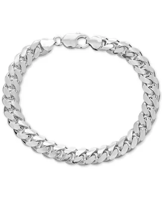 Men's Solid Cuban Link Chain Bracelet in Sterling Silver