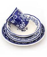 Euro Ceramica Blue Garden 16 Pc. Dinnerware Set, Service for 4