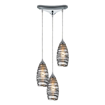 Twister 3- Light Pendant in Polished Chrome