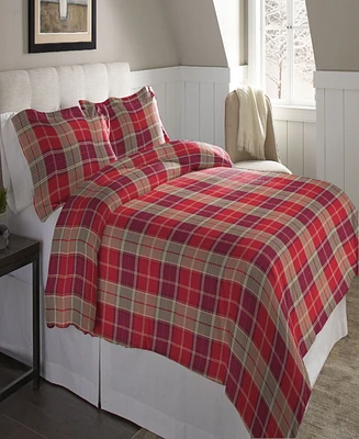 Pointehaven Piedmont Plaid Superior Weight Cotton Flannel Duvet Cover Set, King/California King