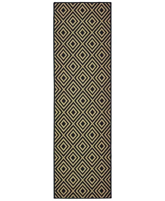 Oriental Weavers Marina 2335K Black/Tan 2'3" x 7'6" Indoor/Outdoor Runner Area Rug