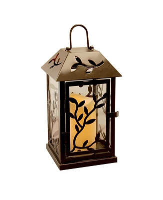 Lumabase Warm Black Vine Metal Lantern with Led Candle