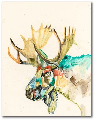 Courtside Market Watercolor moose Gallery-Wrapped Canvas Wall Art - 18" x 24"