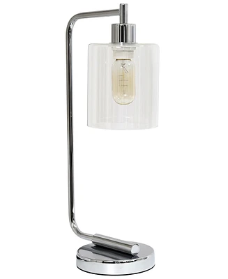 Simple Designs Bronson Antique Style Industrial Iron Lantern Desk Lamp with Glass Shade