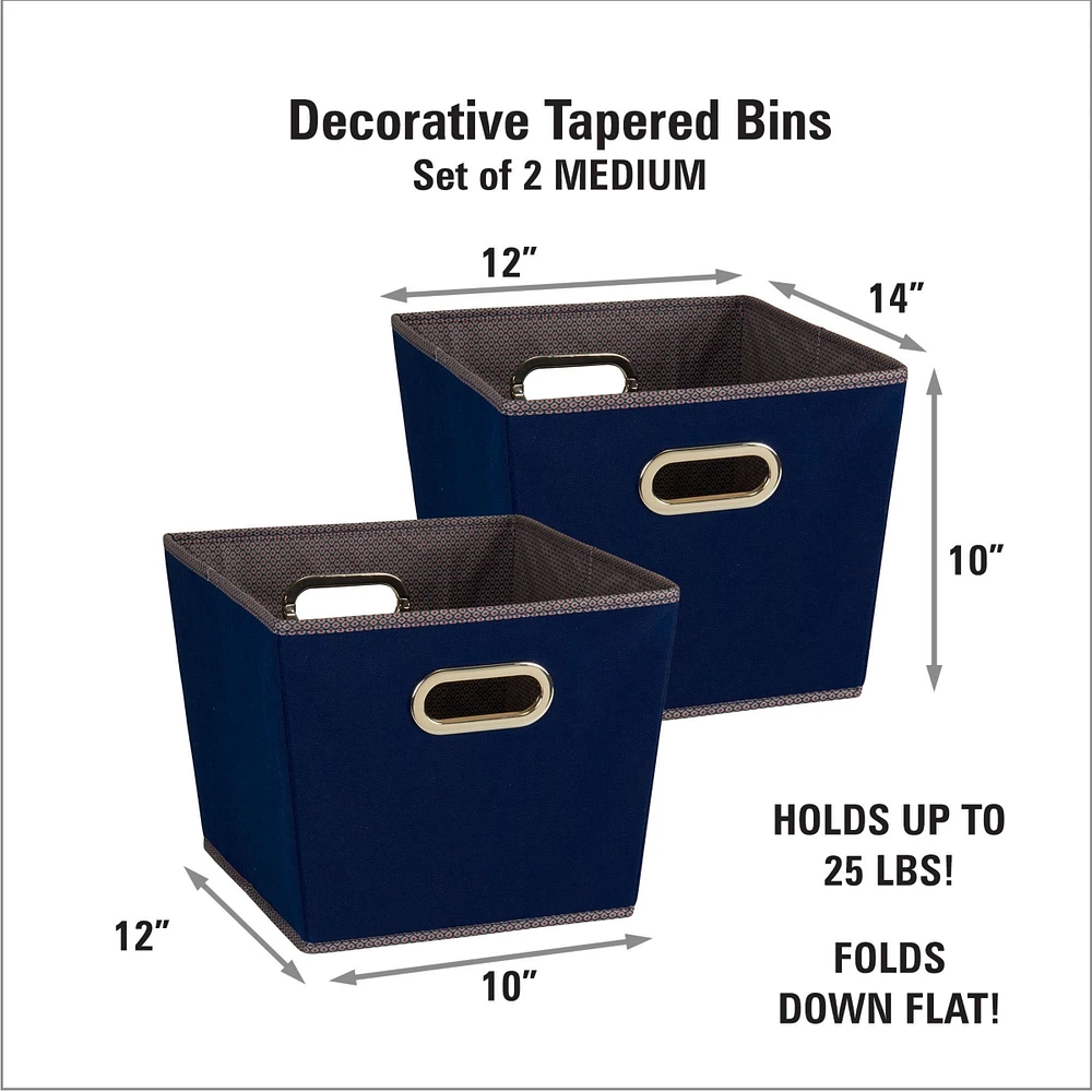 Household Essentials Medium Tapered Bins, 2 pc Set