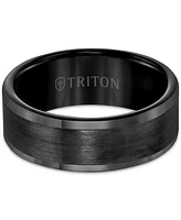 Triton Men's Ring, 8mm Wedding Band White or Black Tungsten