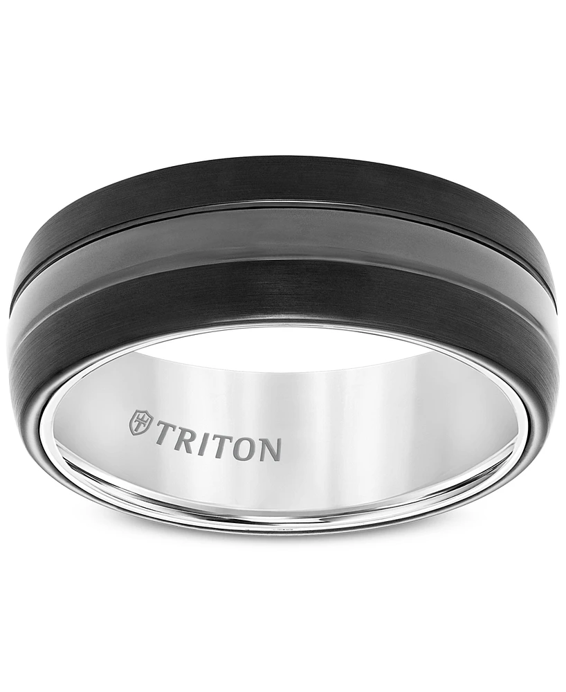 Men's Satin Finish Band Black Tungsten Carbide