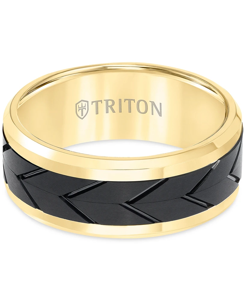 Men's Black Tread Design Band Tungsten Carbide