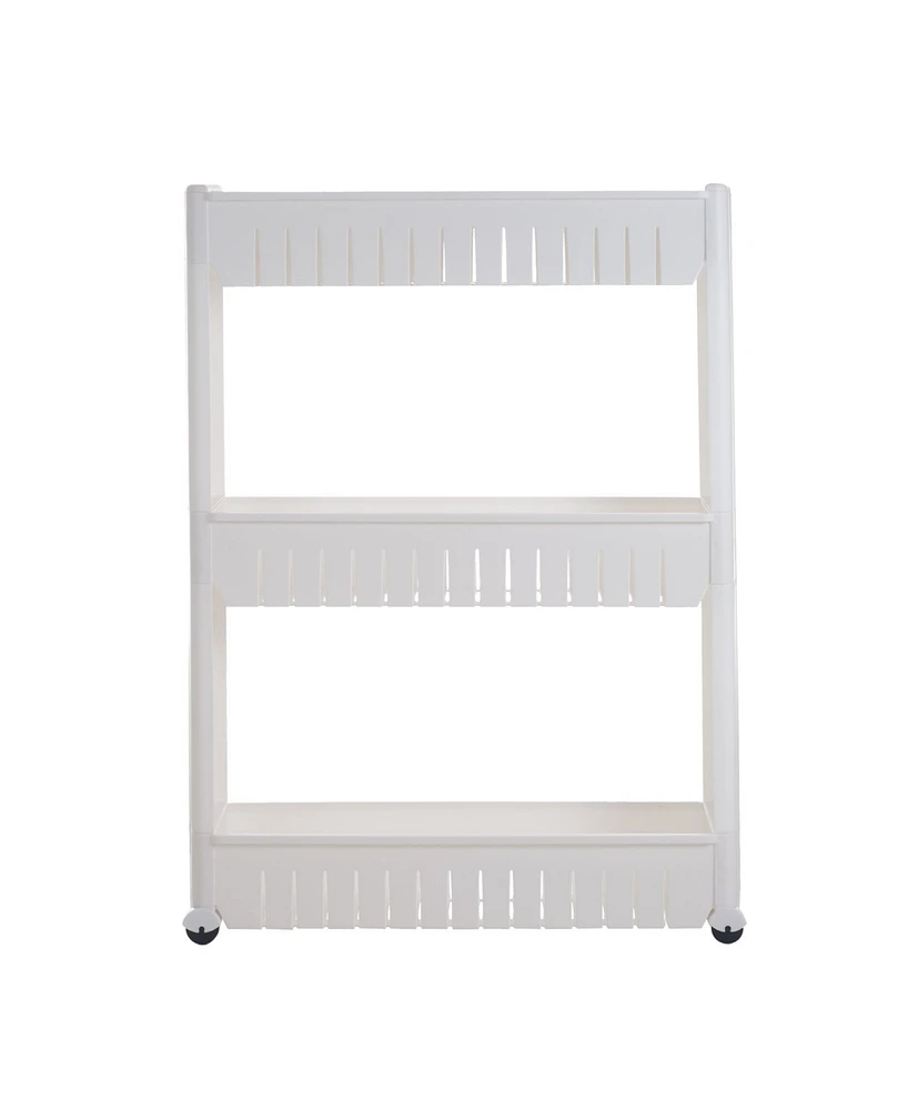Trademark Global Mobile Shelving Unit organizer with 3 Large Storage Baskets by Everyday Home