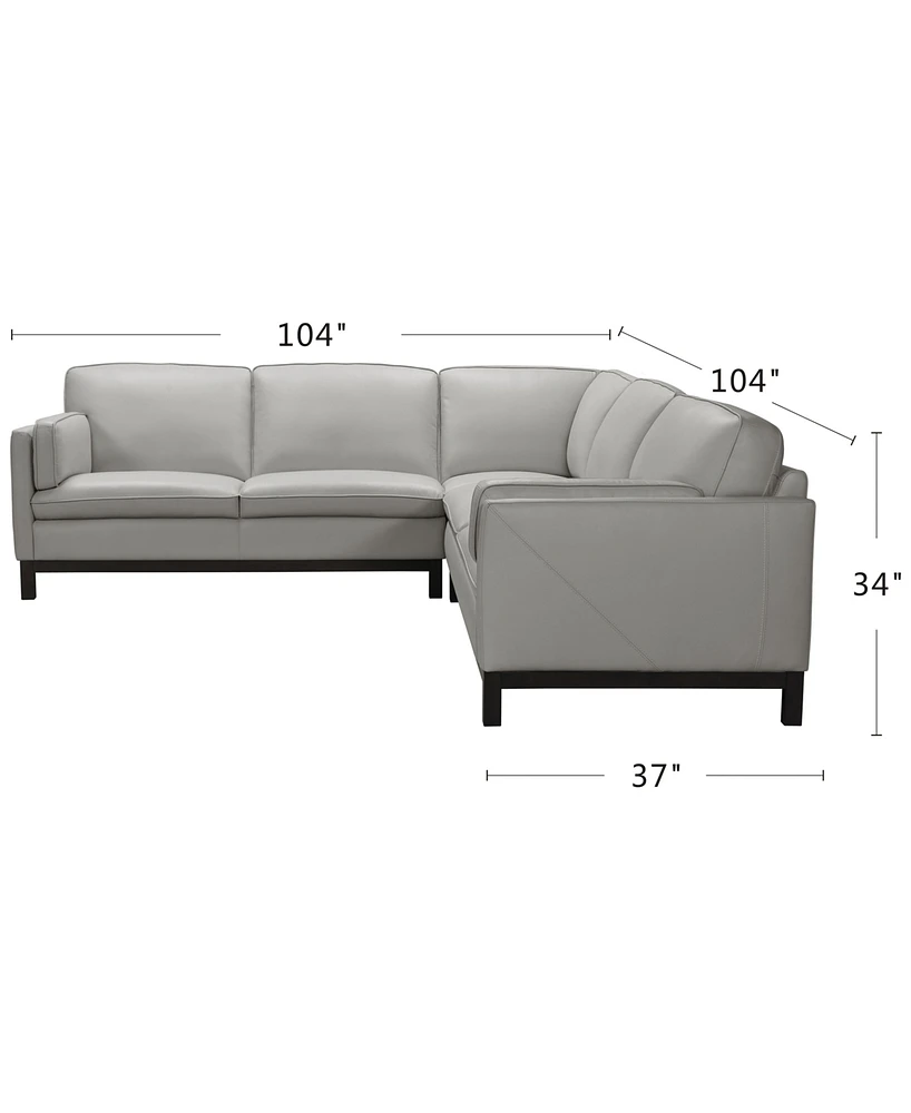Closeout! Virton 3-Pc. Leather "L" Sectional Sofa, Created for Macy's