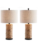 Jonathan Y Elicia 25" Sea Grass Led Table Lamp - Set of 2