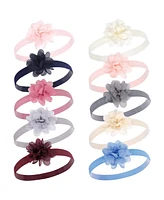 Hudson Baby Girls Headbands 10pk, Chiffon Cream Blush, 0-24 Months