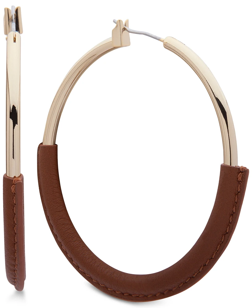Lauren Ralph Lauren Large Leather-Wrapped Large Hoop Earrings 2-1/4"
