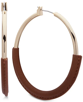 Lauren Ralph Lauren Large Leather-Wrapped Large Hoop Earrings 2-1/4"