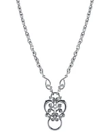2028 Silver-Tone Heart Eyeglass/Badge Holder 28"