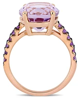 Pink Amethyst (7-7/8 ct.t.w.) Ring 18k Rose Gold over Sterling Silver