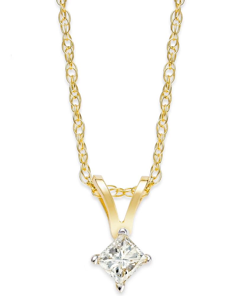 Princess-Cut Diamond Pendant Necklace in 10k Yellow or White Gold (1/10 ct. t.w.)