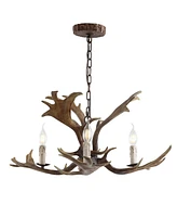 Jonathan Y Eldora 27" Adjustable Resin Antler 3-Light Led Chandelier