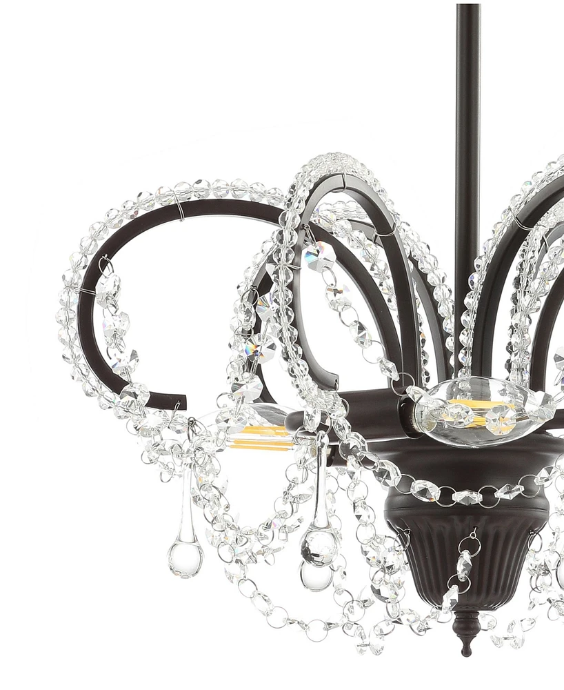 Jonathan Y Caroline 16" Metal/Crystal Led Adjustable Pendant