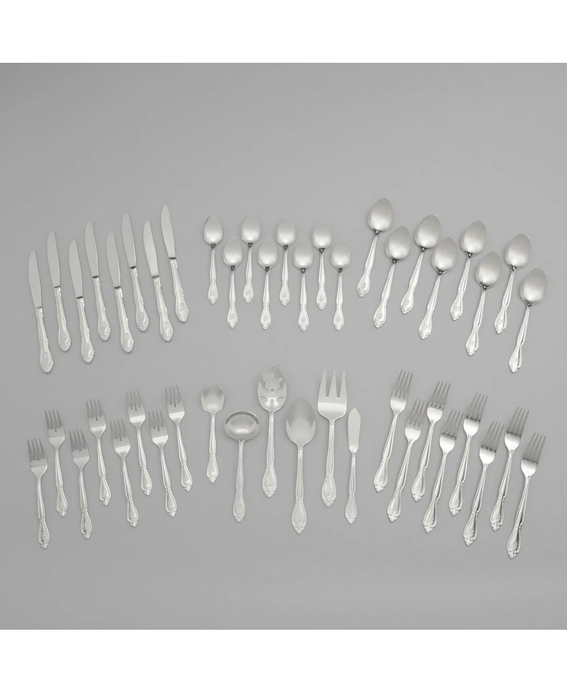 Riverridge Rose 46 Piece Monogrammed Flatware Set - O, Service for 8