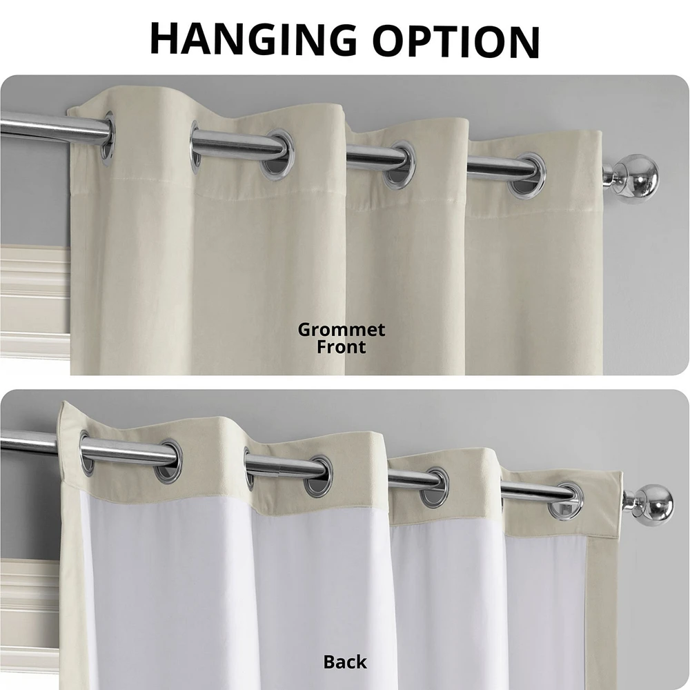 Half Price Drapes Porcelain White Grommet Signature Velvet Blackout Curtain