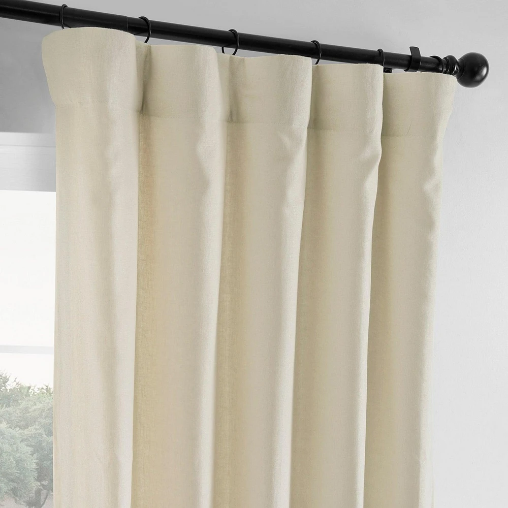 Half Price Drapes Ancient Ivory French Linen Room Darkening Curtain