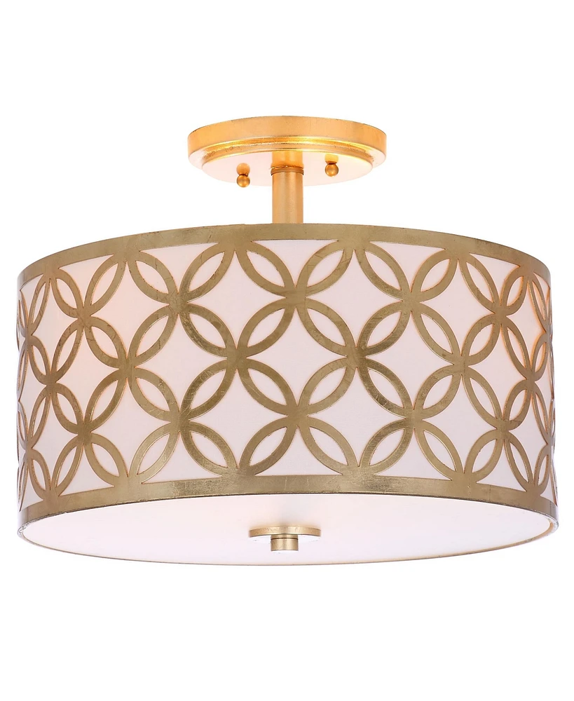 Safavieh Cecily Leaf Trellis 3 Light 15"D Gold Flush Mount