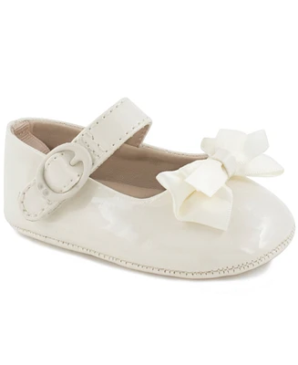 Baby Deer Girl Patent Skimmer with Fancy Bow and Strap