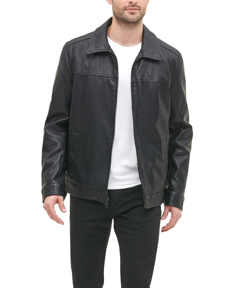 Tommy Hilfiger Men's Faux Leather Laydown Collar Jacket