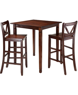 Kingsgate 3-Piece Dining Table with 2 Bar V-Back Chairs