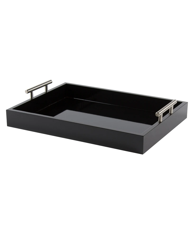 Kate and Laurel Lipton Decorative Wood Tray with Metal Handles - 16.5" x 12.25"