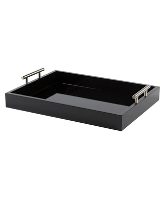 Kate and Laurel Lipton Decorative Wood Tray with Metal Handles - 16.5" x 12.25"