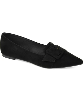 Journee Collection Women's Audrey Buckle Pointed Toe Ballet Flats