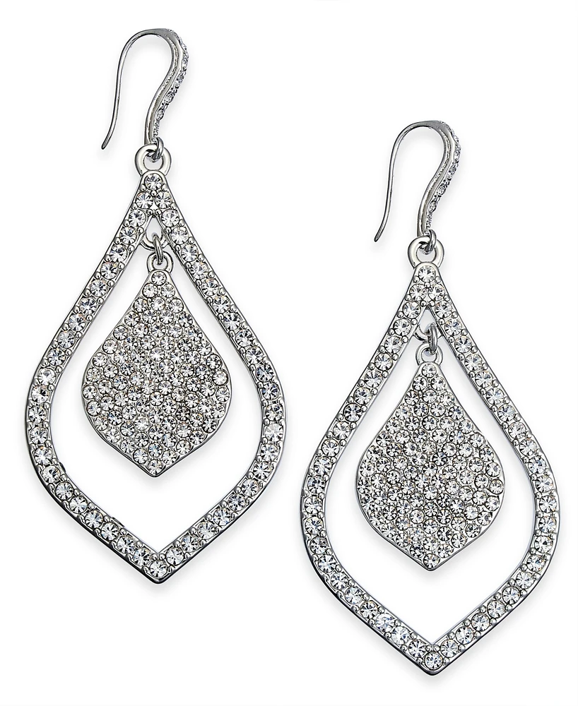 I.n.c. International Concepts Silver-Tone Crystal Pave Double Teardrop Drop Earrings, Created for Macy's