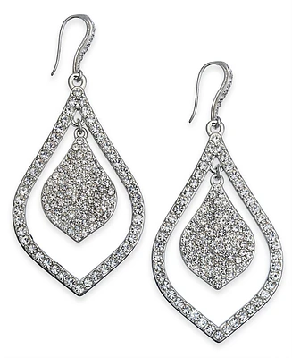 I.n.c. International Concepts Silver-Tone Crystal Pave Double Teardrop Drop Earrings, Created for Macy's