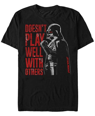 Star Wars Men's Classic Darth Vader Doesn't Play Well With Others Short Sleeve T-Shirt