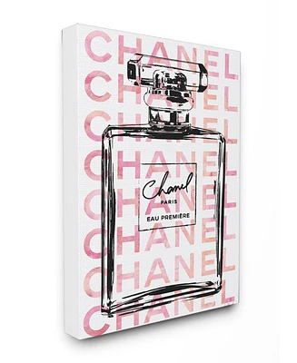 Stupell Industries Glam Perfume Bottle with Words Pink Black Canvas Wall Art, 16" x 20"
