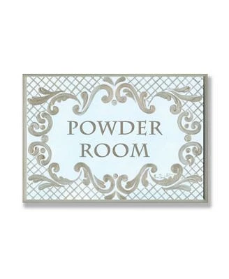 Stupell Industries Home Decor Powder Room Aqua Gold Lattice Bathroom Art Collection