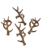 Saro Lifestyle Rustic Napkin Ring With Antler Design, Set of 4