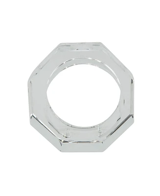 Saro Lifestyle Glass Crystal Octagonal Facet Napkin Ring, Set of 4