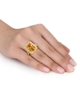 Citrine (6-1/4 ct. t.w), White Topaz (1-1/3 t.w.) and Diamond Accent Halo Leaf Ring 18k Yellow Gold Over Sterling Silver