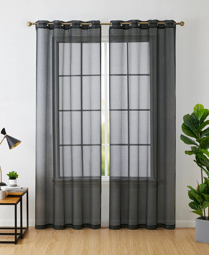 Hlc.me 2 Piece Semi Sheer Voile Window Curtain Drapes Grommet Panels for Bedroom
