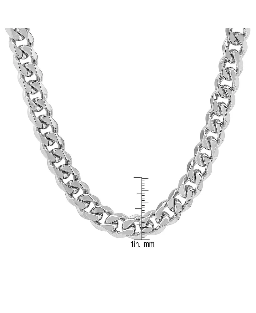 Steeltime Men's Stainless Steel Thick Accented Cuban Link Style Chain Necklaces