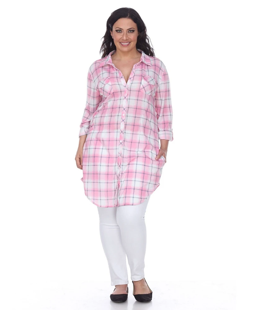 White Mark Plus Piper Stretchy Plaid Tunic