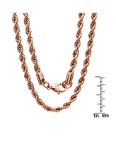 Steeltime Men's 18k Rose gold Plated Stainless Steel Rope Chain 24" Necklace